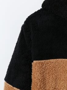 Manfinity Homme 男士撞色袋鼠口袋抽繩絨毛連帽衫 - 彩色 - 查看 5