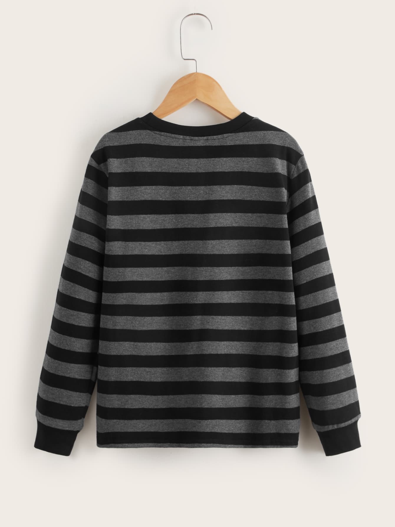 Tween Boy Striped Graphic Detail T-Shirt, Simple Striped Style Casual Wear For Autumn/Winter Daily