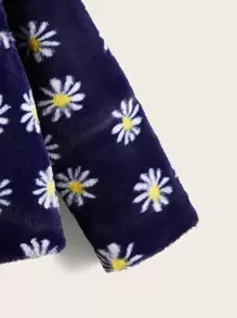 SHEIN Niñas Abrigo con patrón floral de manga raglán de peluche