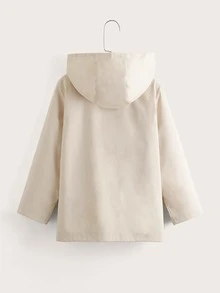 SHEIN Girls Zip Front Hooded Coat - Apricot - View 2