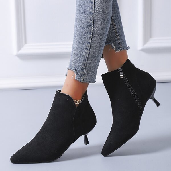 

Side Zip Stiletto Classic Boots, Black