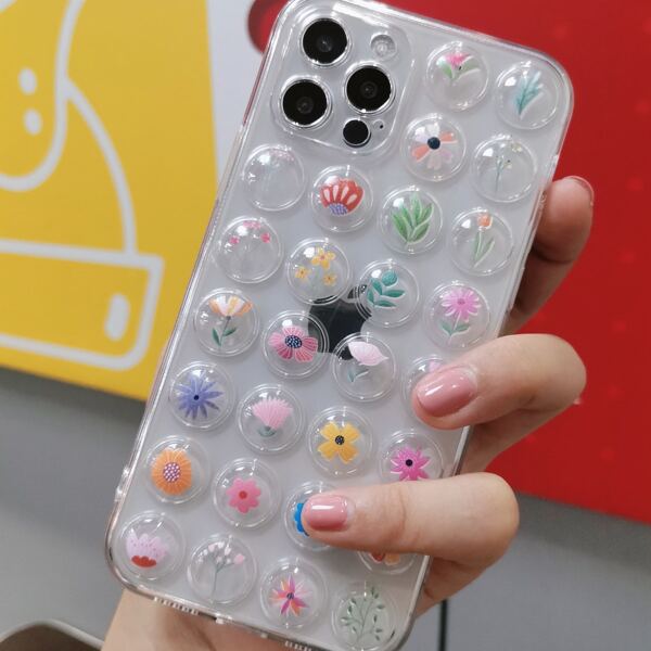 

Floral Bubble Phone Case, Clear