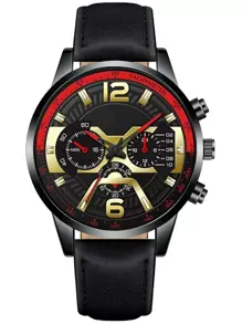 Hombres Reloj cuarzo de esfera triple - Rojo - Ver 1
