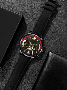 Hombres Reloj cuarzo de esfera triple - Rojo - Ver 4