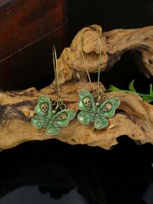 EMERY ROSE Skull & Butterfly Charm Earrings - Green - View 2