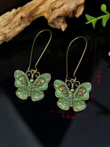 EMERY ROSE Skull & Butterfly Charm Earrings - Green - View 3