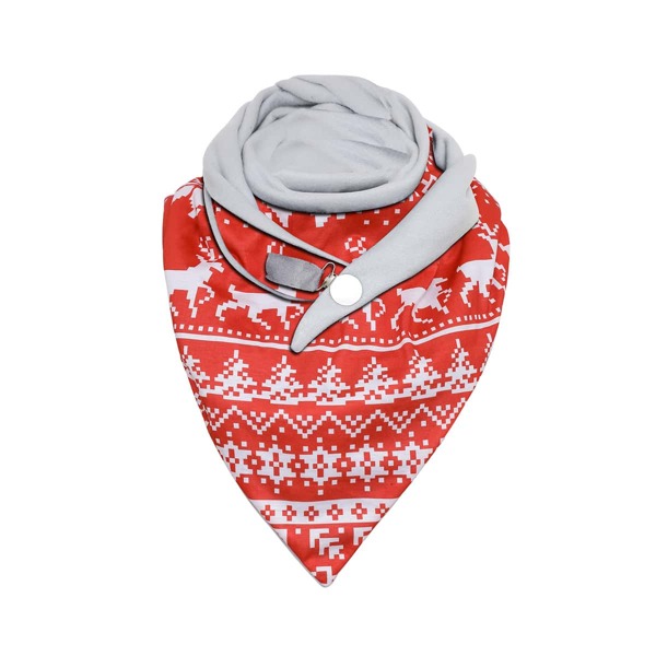 

Toddler Kids Christmas Deer Print Scarf, Red and white