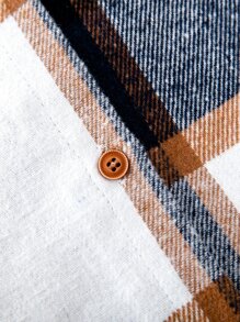 SHEIN Áo bành tô cho trẻ sơ sinh nam Nút Túi Sọc ca rô Giải trí - Nhiều màu - Xem 6