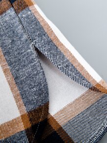 SHEIN Áo bành tô cho trẻ sơ sinh nam Nút Túi Sọc ca rô Giải trí - Nhiều màu - Xem 7