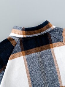 SHEIN Áo bành tô cho trẻ sơ sinh nam Nút Túi Sọc ca rô Giải trí - Nhiều màu - Xem 8