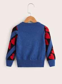 Toddler Girls Heart And Striped Pattern Jumper - Multicolor - View 2