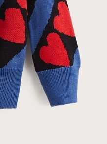 Toddler Girls Heart And Striped Pattern Jumper - Multicolor - View 3