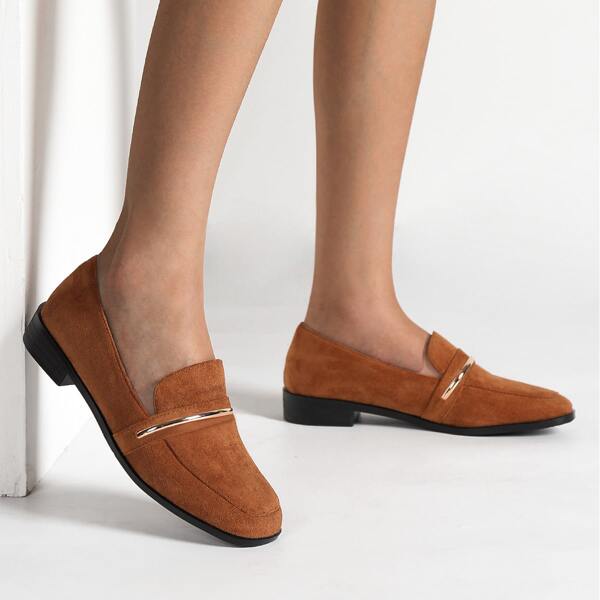 

Metal Decor Loafers, Brown