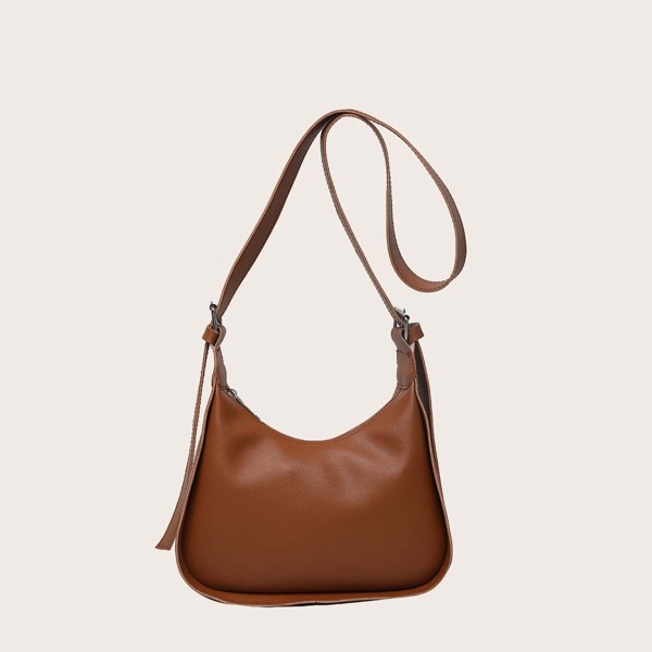 

Minimalist Buckle Decor Shoulder Bag, Brown