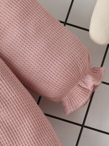 嬰兒前蝴蝶結半排扣連身褲和髮箍 - 藕粉色 - 查看 4