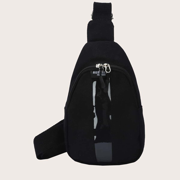 

Minimalist Buckle Decor Sling Bag, Black