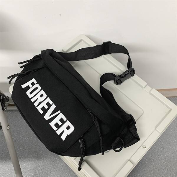 

Letter Graphic Fanny Pack, Black