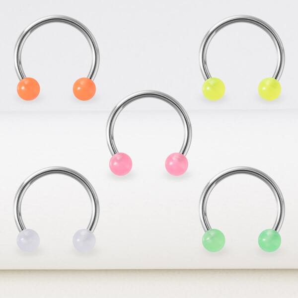 

5pcs Stainless Steel Nose Ring, Multicolor