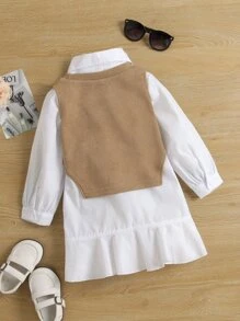 SHEIN 小女童不對稱背心和荷葉邊襯衫連衣裙 - 彩色 - 查看 2