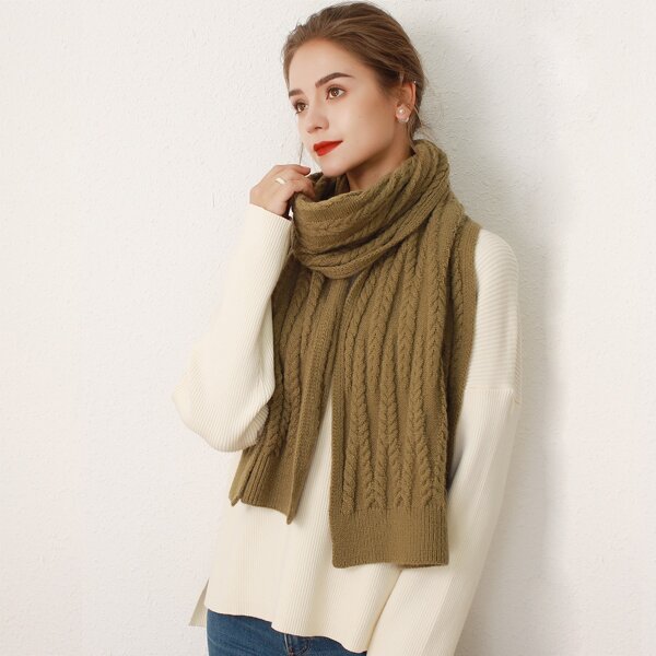 

Solid Knit Scarf, Army green