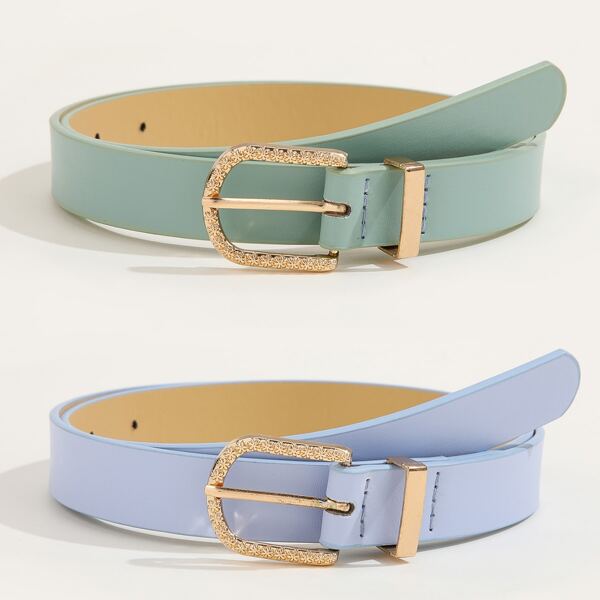 

2pcs Metal Buckle Belt With Punch Tool, Multicolor