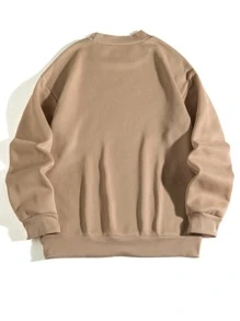 SHEIN EZwear 字母圖案小高領加絨內裏連帽衫