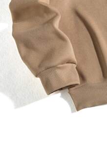 SHEIN EZwear 字母圖案小高領加絨內裏連帽衫