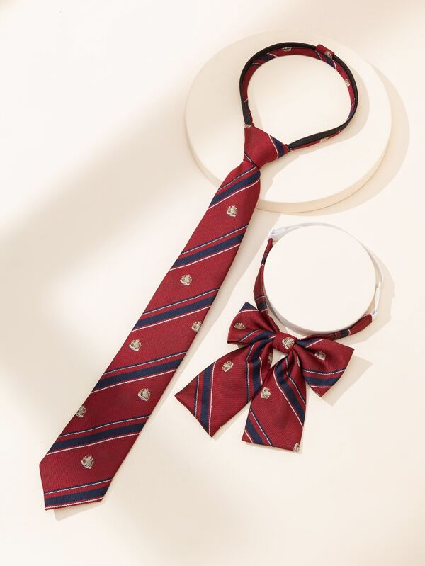 Set de 2 piezas estilo uniforme escolar de mujeres con accesorios versátiles de corbata con corona