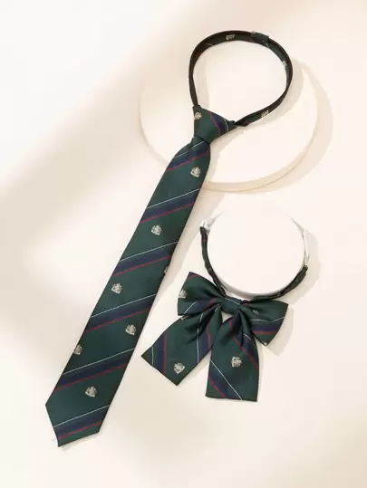 2 件套女士学院风校服职业装搭配皇冠领带配饰