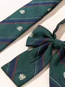 Bộ 2 món đồng phục học sinh phong cách đại học cho nữ chuyên nghiệp kèm phụ kiện cà vạt - Màu xanh lá cây đậm - Xem 3