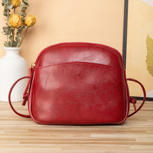 

Knot Decor Crossbody Dome Bag, Red