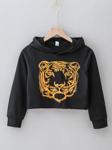 Áo nỉ in hình hổ dành cho bé gái tuổi teen - màu đen - Xem 1