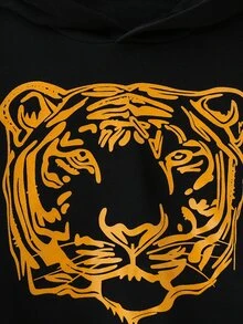 Áo nỉ in hình hổ dành cho bé gái tuổi teen - màu đen - Xem 3