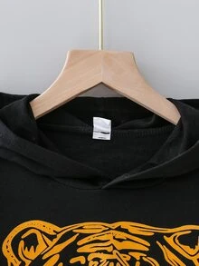 Áo nỉ in hình hổ dành cho bé gái tuổi teen - màu đen - Xem 4