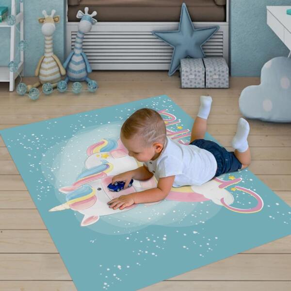 

Cartoon Unicorn Print Floor Sticker, Multicolor