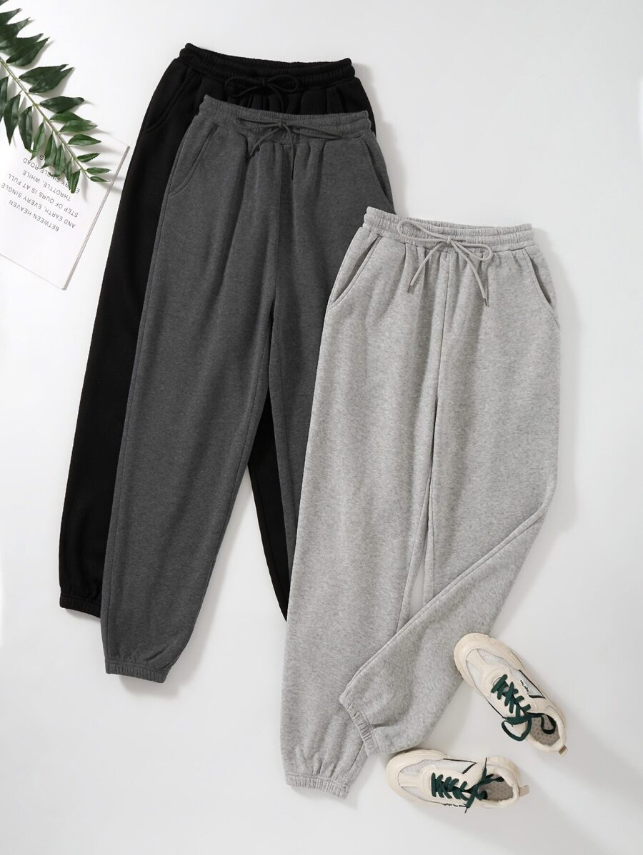 SHEIN Unity 3pcs Space Dye Drawstring Slant Pocket Joggers - Multicolor - View 1