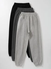 SHEIN Unity 3pcs Space Dye Drawstring Slant Pocket Joggers - Multicolor - View 2