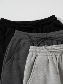 SHEIN Unity 3pcs Space Dye Drawstring Slant Pocket Joggers - Multicolor - View 6