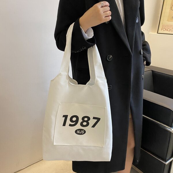 

Letter Graphic Shopper Bag, White