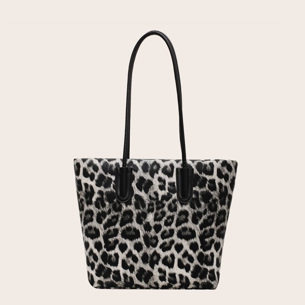 

Leopard Pattern Shoulder Tote Bag, Multicolor