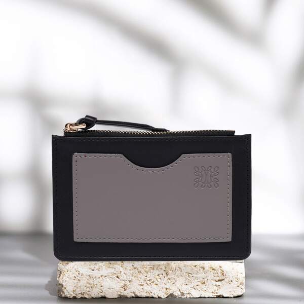 

Colorblock Panel Design Card Holder, Black