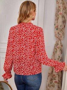 SHEIN 滿版印花荷葉袖襯衫 - 彩色 - 查看 2