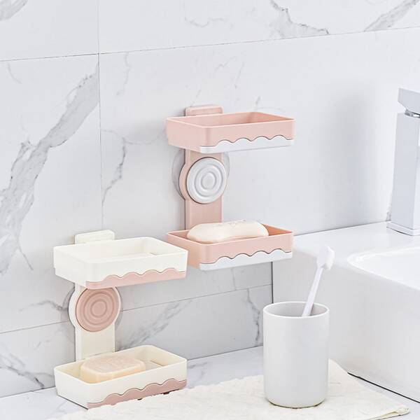 

1pc Random Color Double Layer Soap Dish, Multicolor