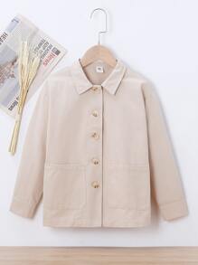 Niñas Cazadora con parche de bolsillo - Caqui - Ver 1