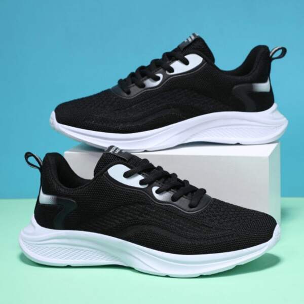 

Letter Graphic Lace Up Front Sneakers, Black