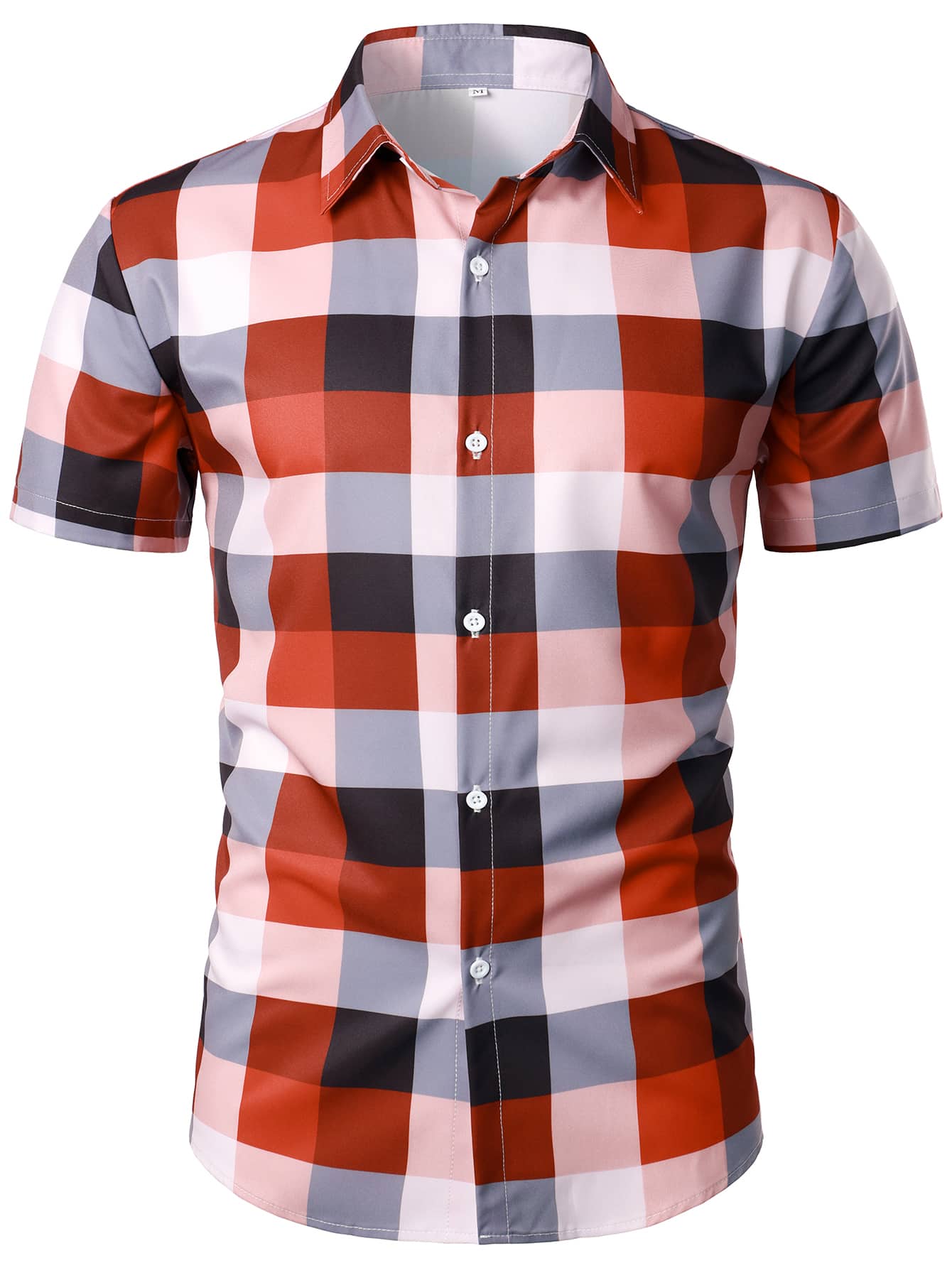 Manfinity 男士格紋印花襯衫 - 彩色 - 查看 1