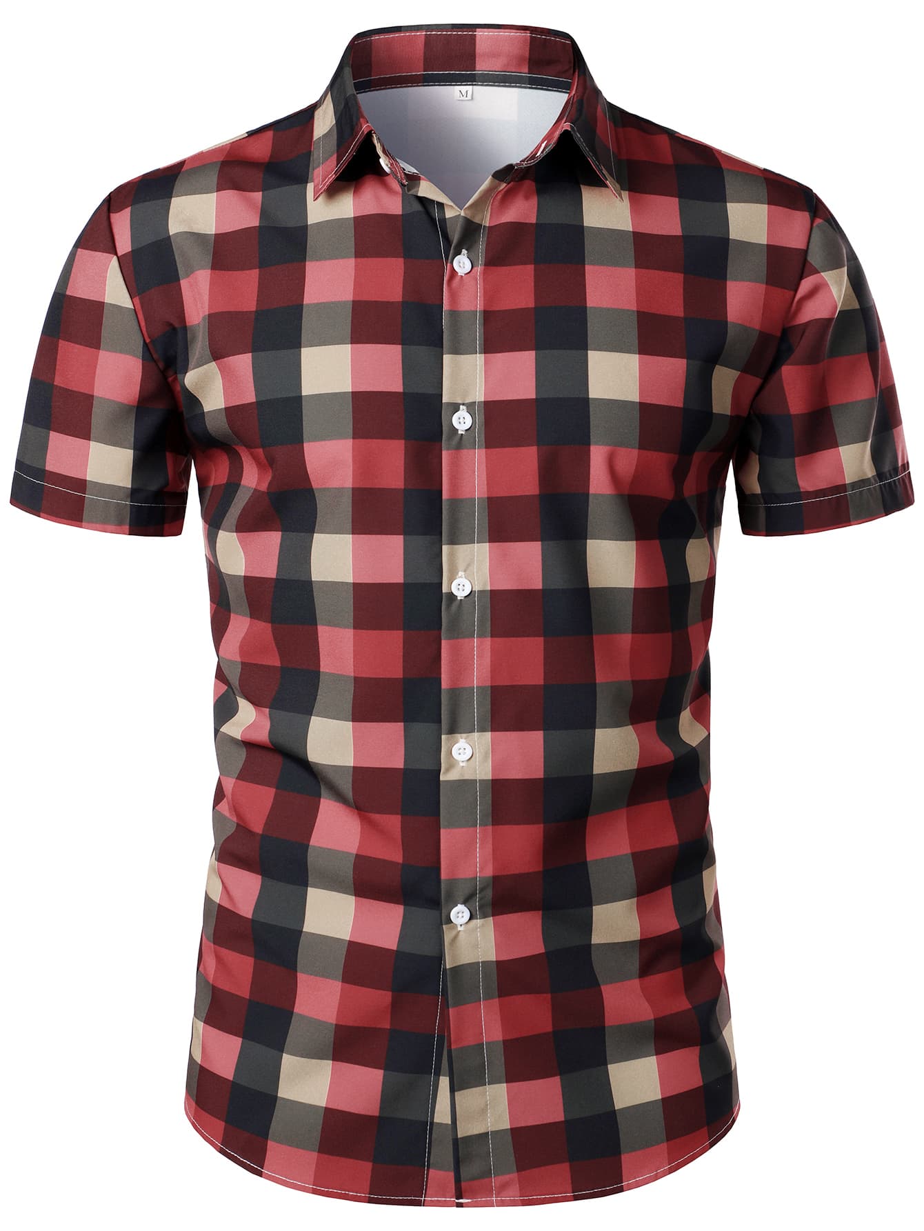 Manfinity Hombres Camisa con estampado de cuadros con botón delantero - Multicolor - Ver 1