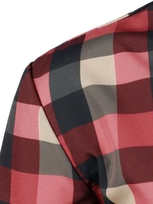 Manfinity Hombres Camisa con estampado de cuadros con botón delantero - Multicolor - Ver 3