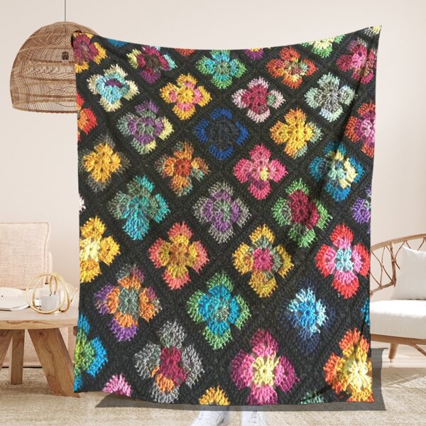 

Knitted Pattern Flannel Blanket, Multicolor