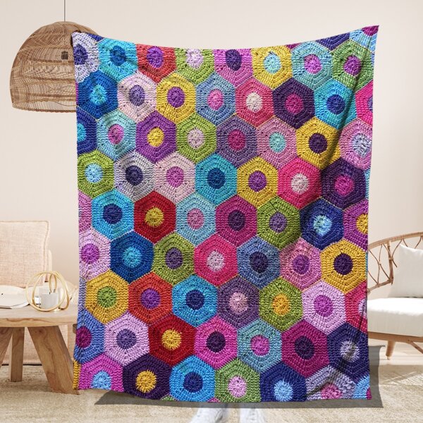 

Knitted Pattern Flannel Blanket, Multicolor